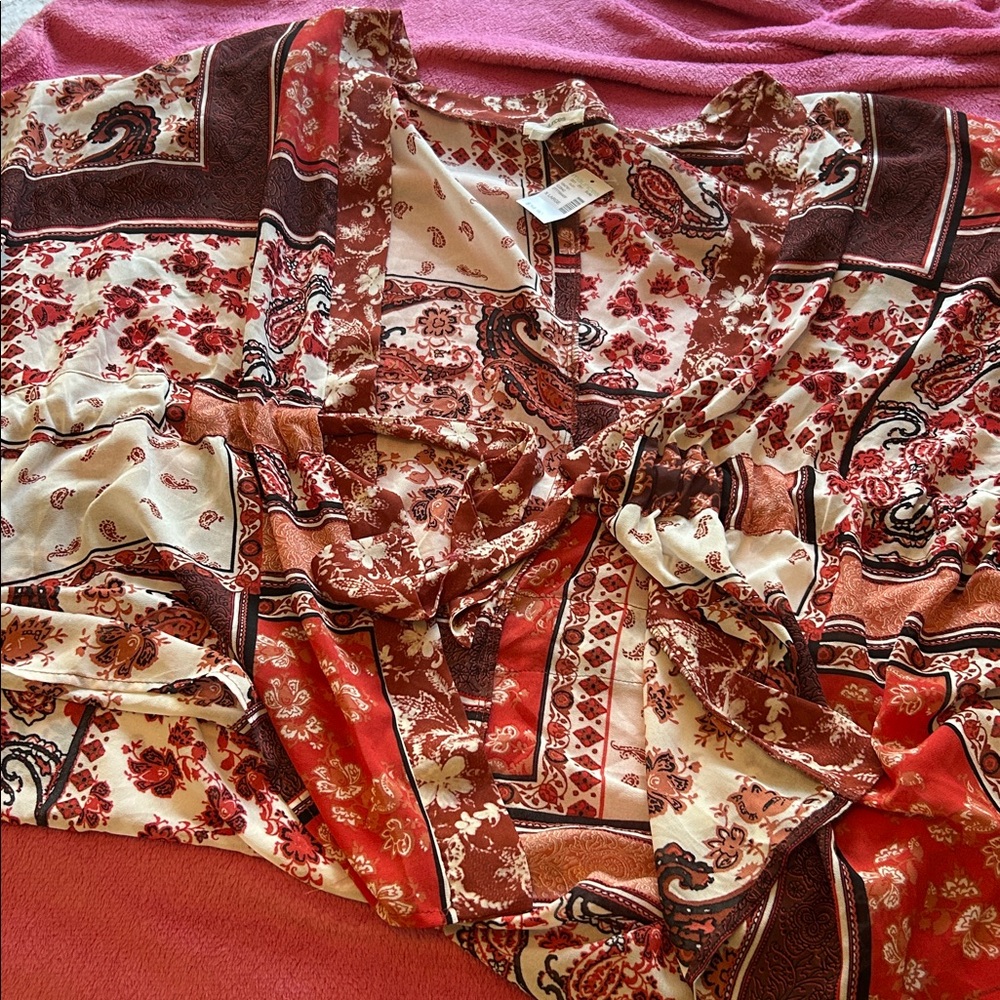 Floral Patchwork tie front kimono